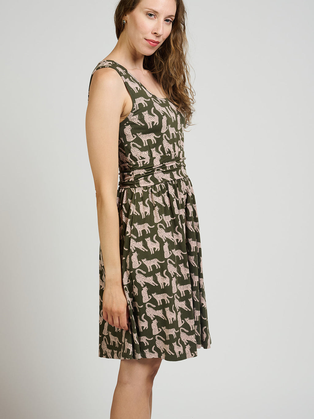 Asheville Dress - Leopard Green