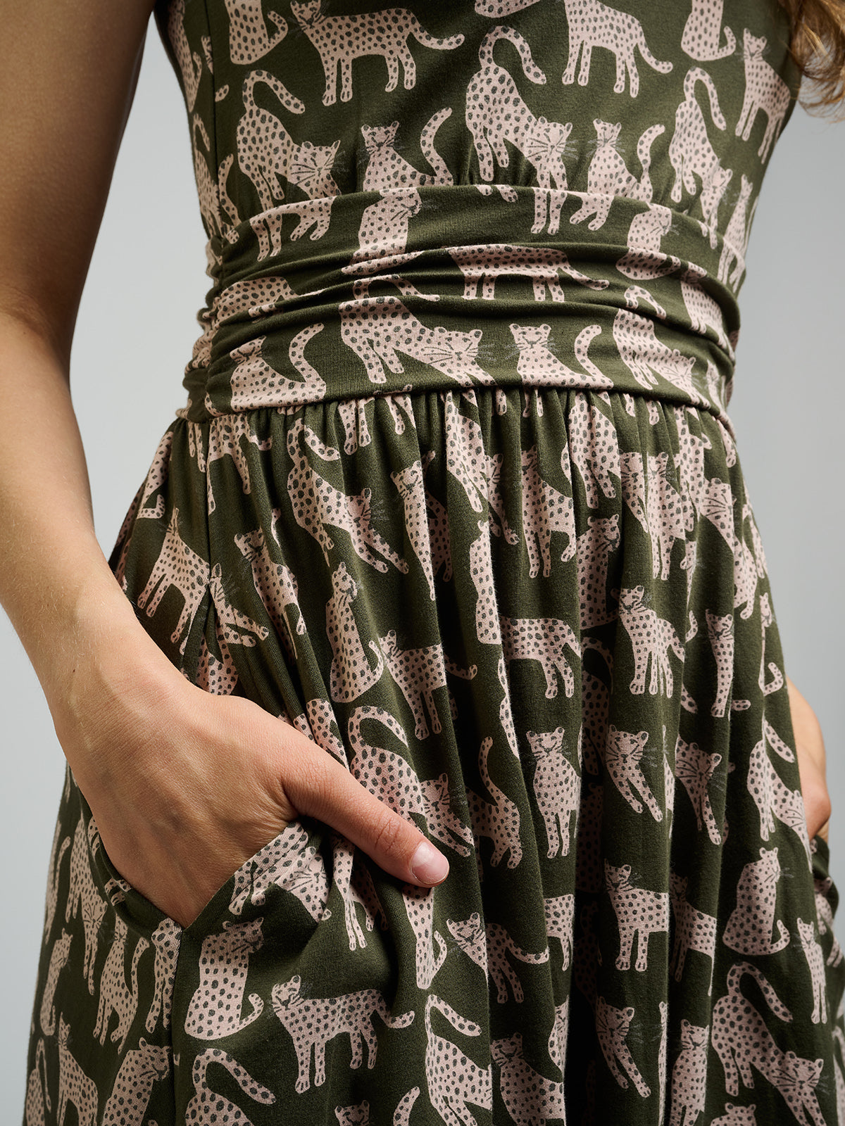 Asheville Dress - Leopard Green