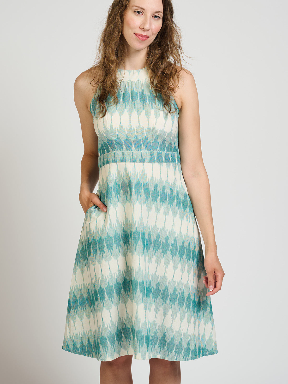 Ilona Dress - Teal Ikat