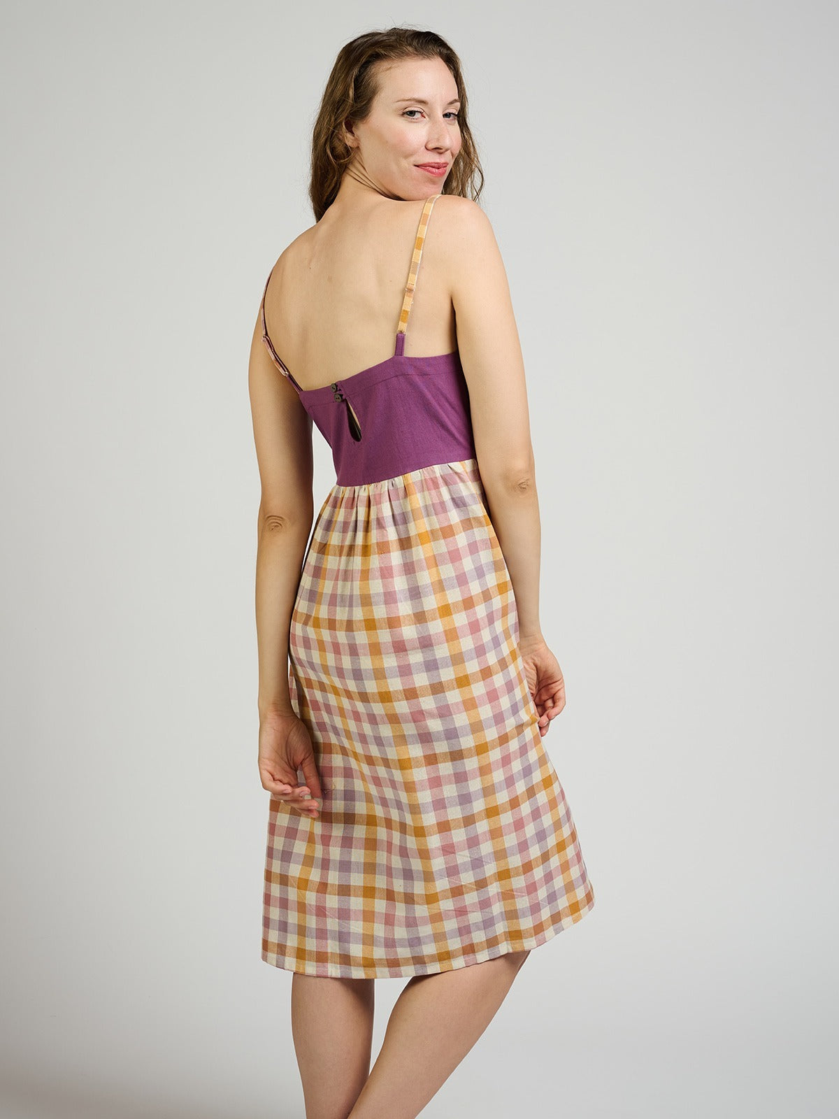Ivy Midi Dress - Blush Plaid