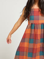 Ivy Midi Dress - Persimmon Plaid