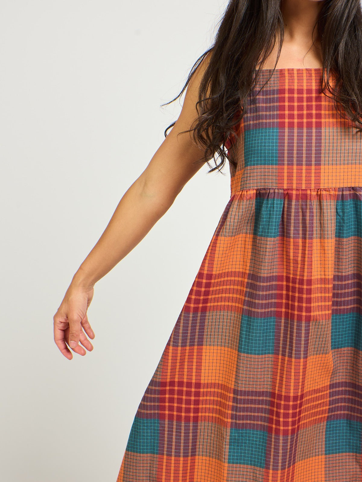 Ivy Midi Dress - Persimmon Plaid