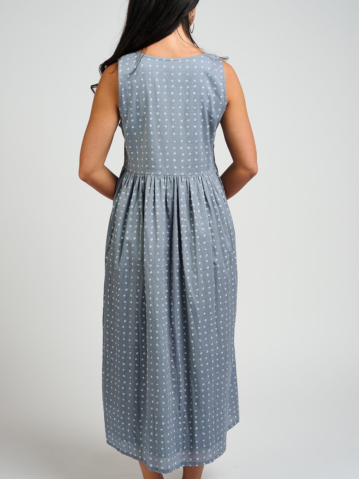 Olivia Dress - Slate Blue Dots