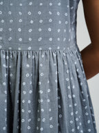 Olivia Dress - Slate Blue Dots