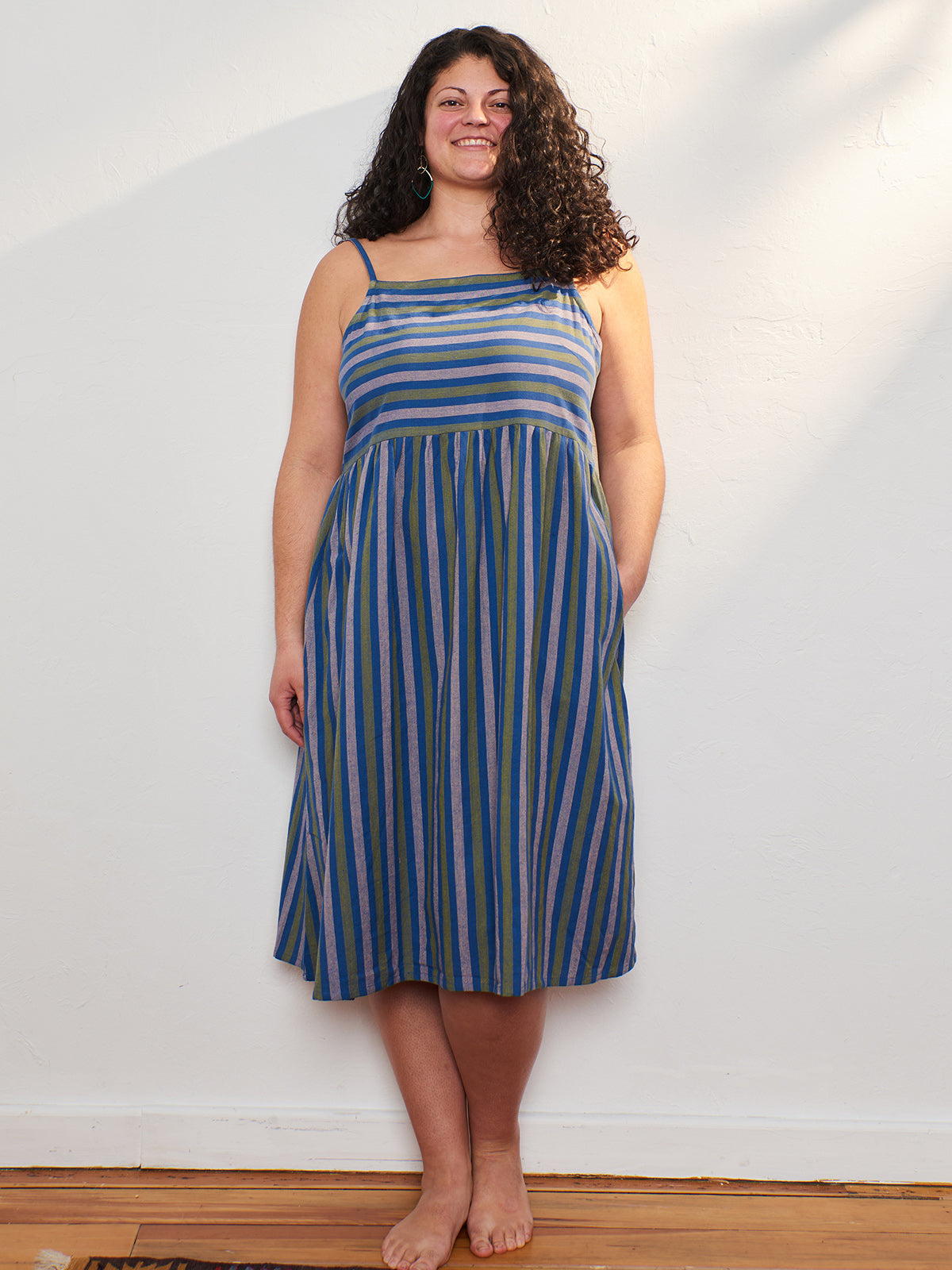 Ivy Midi Dress - Lavender Stripe