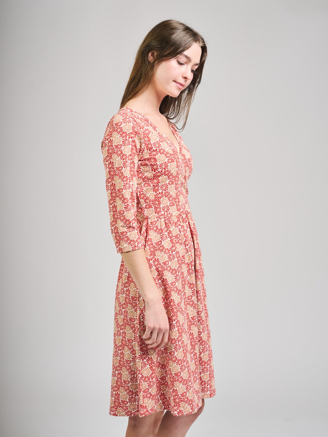 Callie 3/4 Sleeve Wrap Dress - Matisse Vermillion
