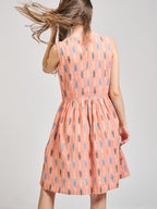 Kerala Placket Dress - Peach Ikat