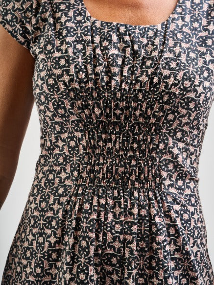 Artsy Traveler Dress - Black Botanical