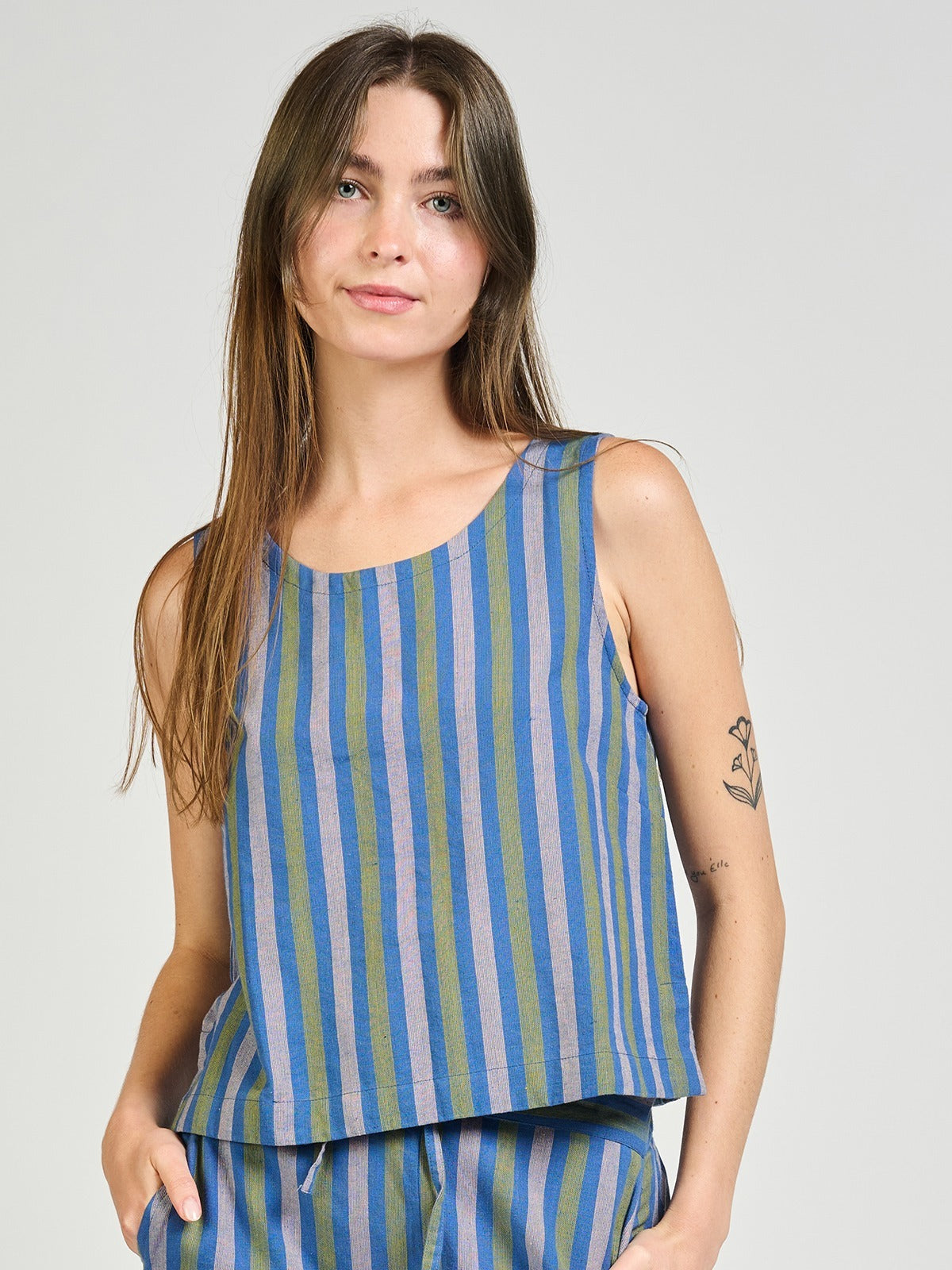 Neko Tank - Lavender Stripe