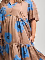 Adelaide Tiered Plus Size Mini Dress - Dark Oak