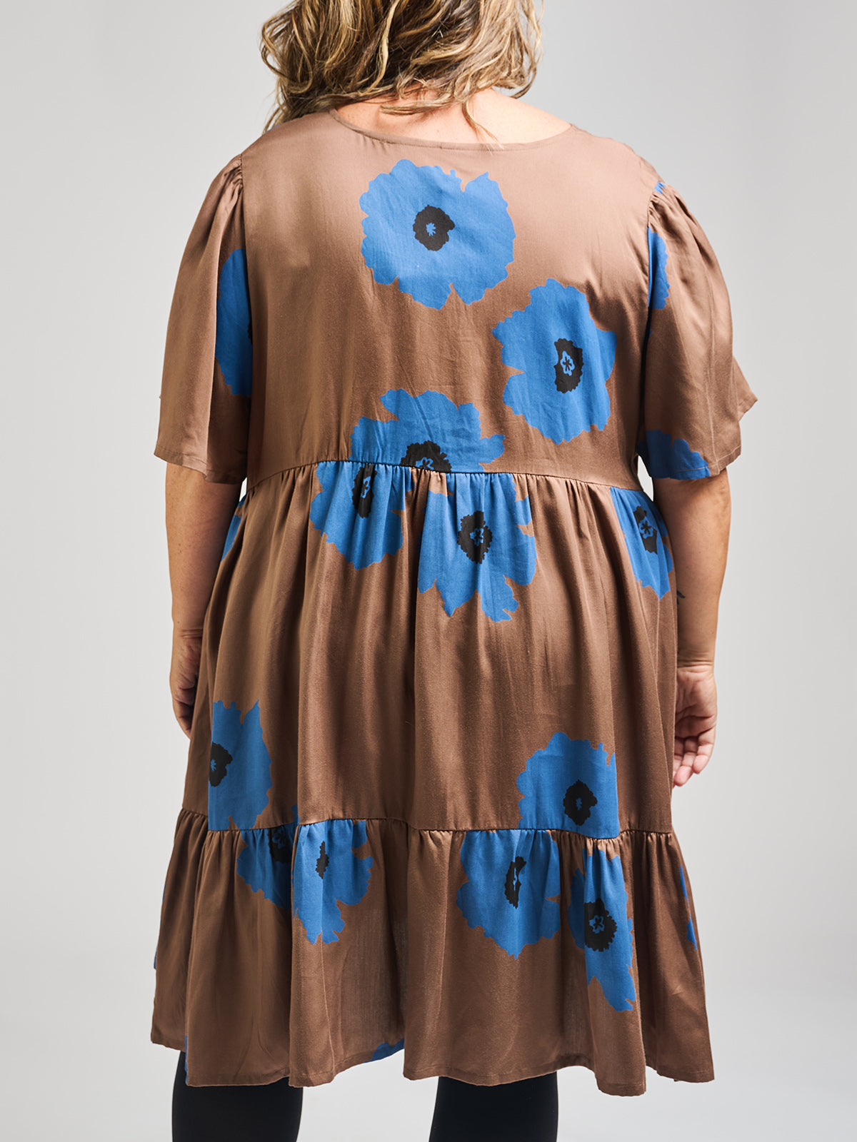 Adelaide Tiered Plus Size Mini Dress - Dark Oak