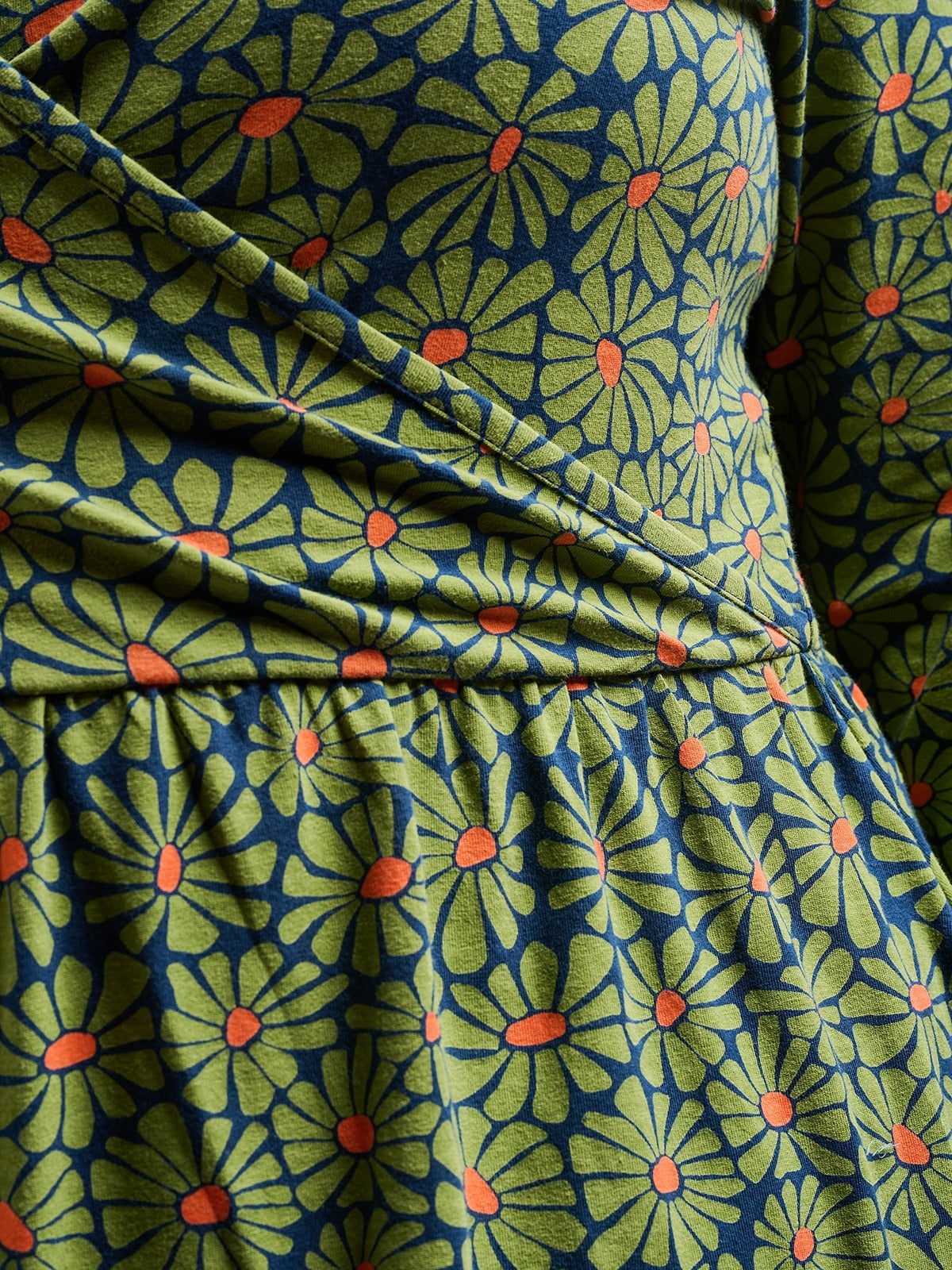 Callie 3/4 Sleeve Plus Size Wrap Dress - Olive Floral