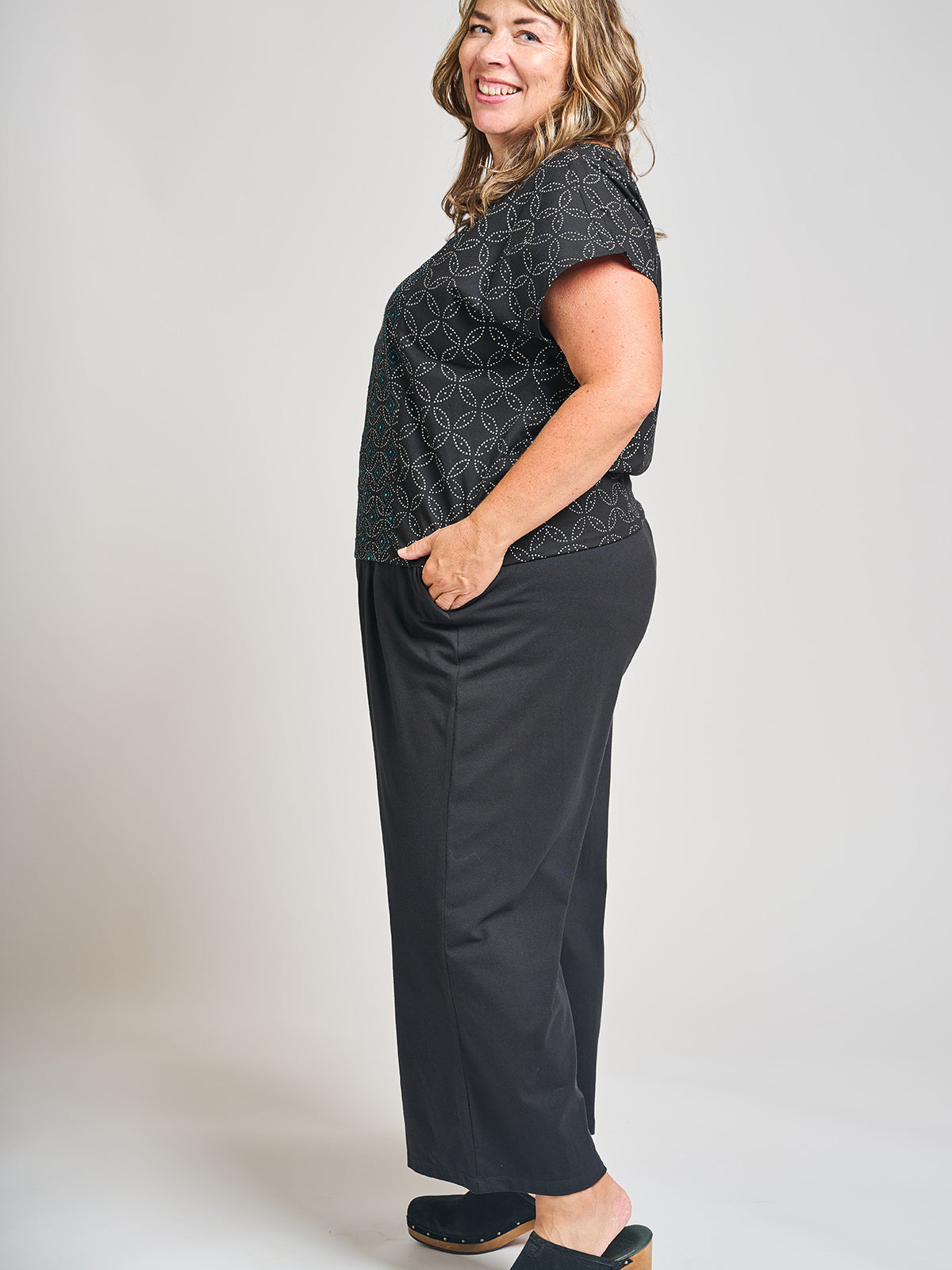 Fae Wide Leg Plus Size Pant - Black Jersey
