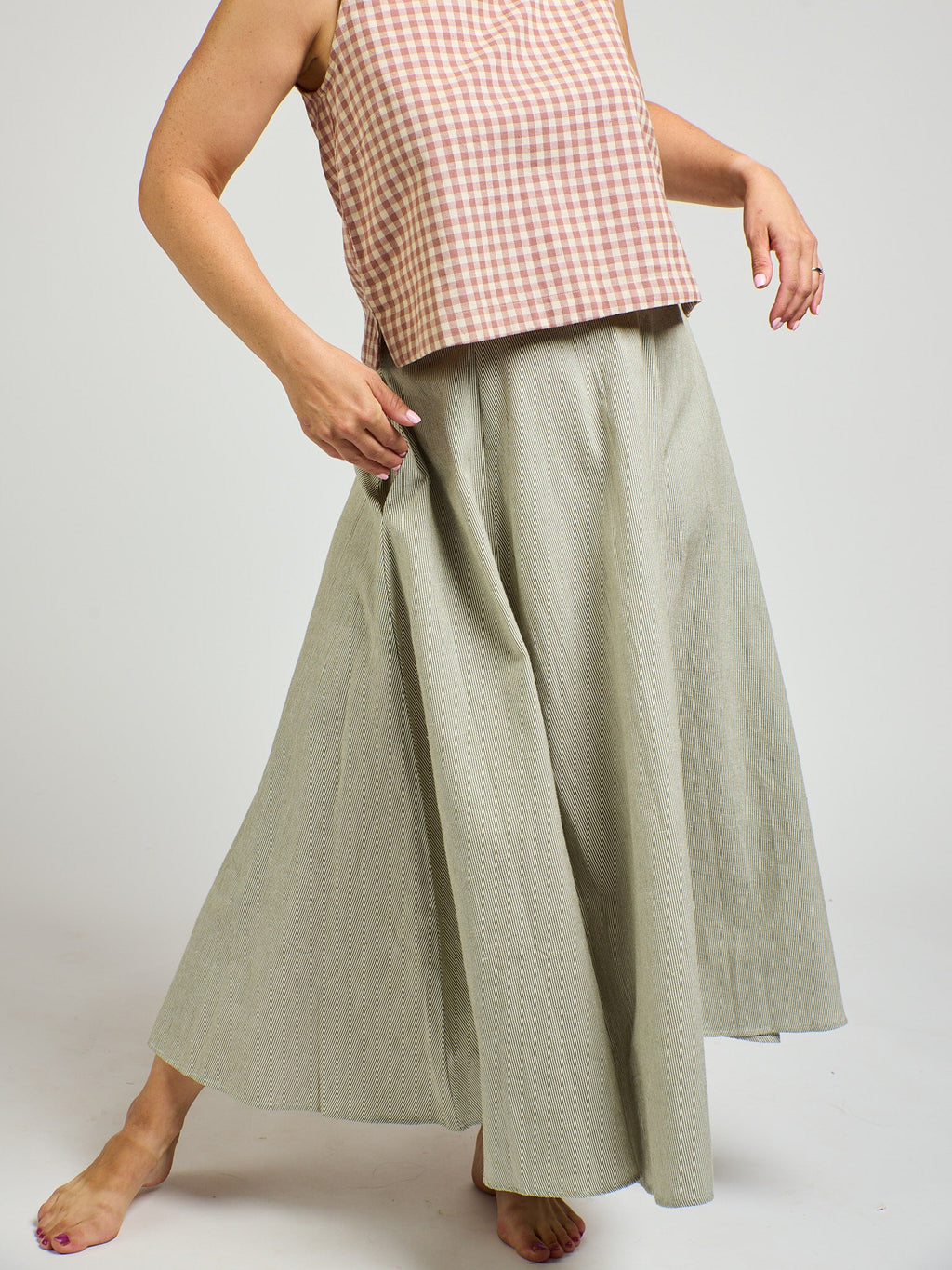 Lucinda Skirt - Olive Stripe