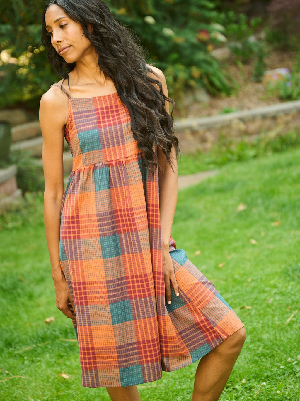 Ivy Midi Dress - Persimmon Plaid