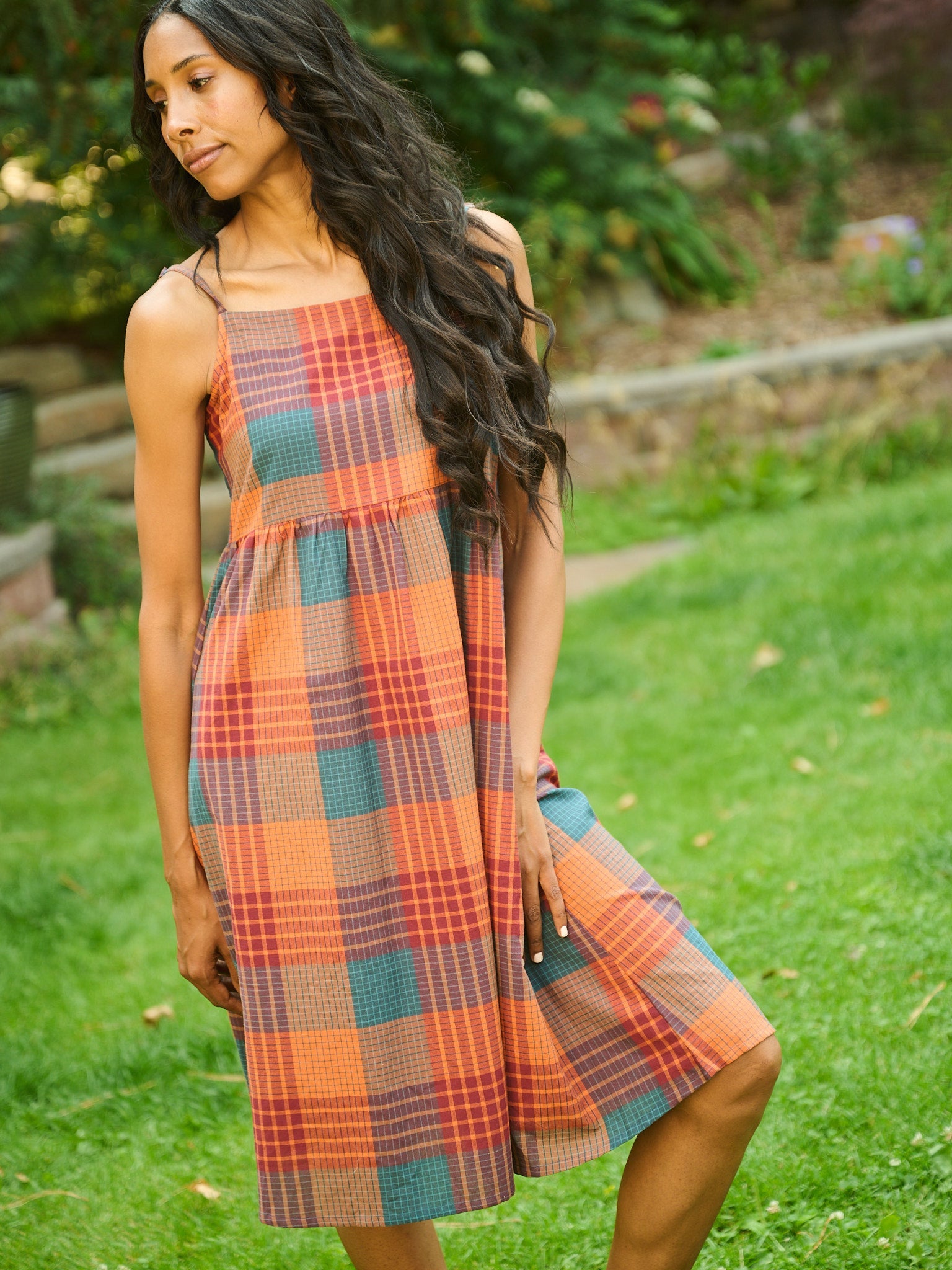 Ivy Midi Dress - Persimmon Plaid