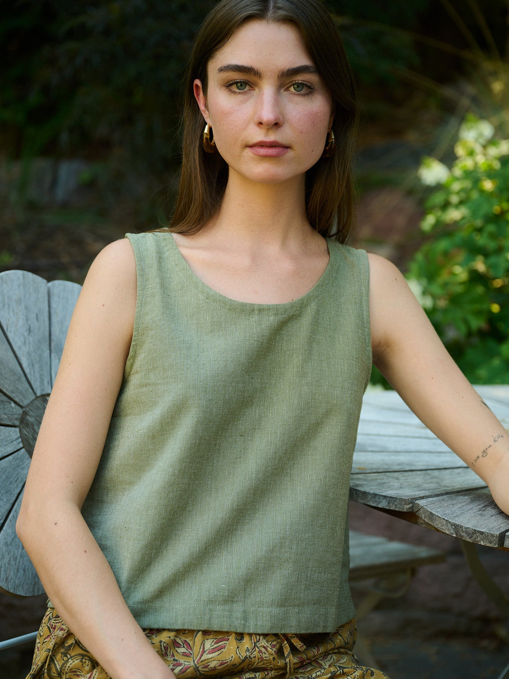 Neko Tank - Olive Chambray