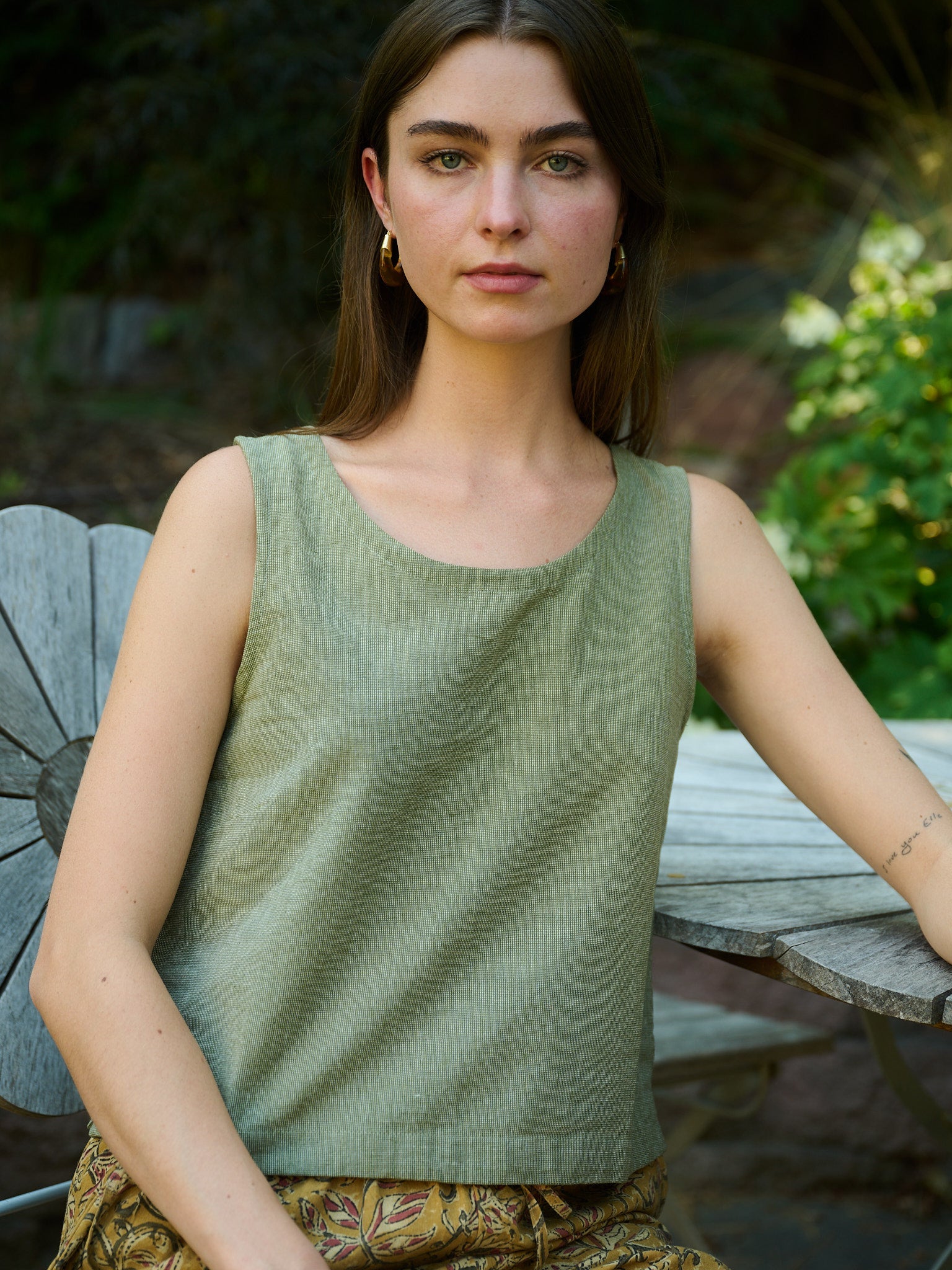 Neko Tank - Olive Chambray