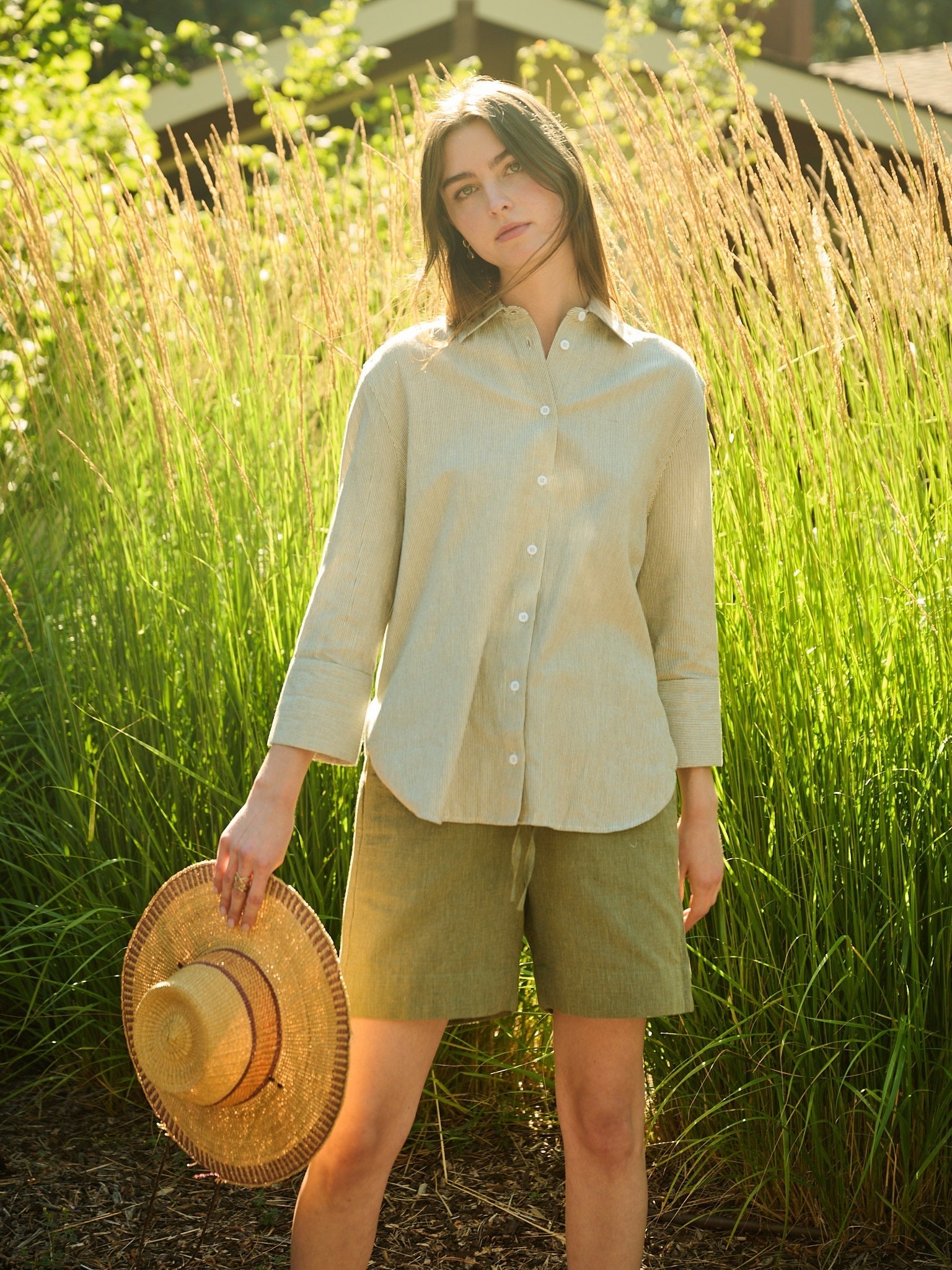 Larisa Short - Olive Chambray