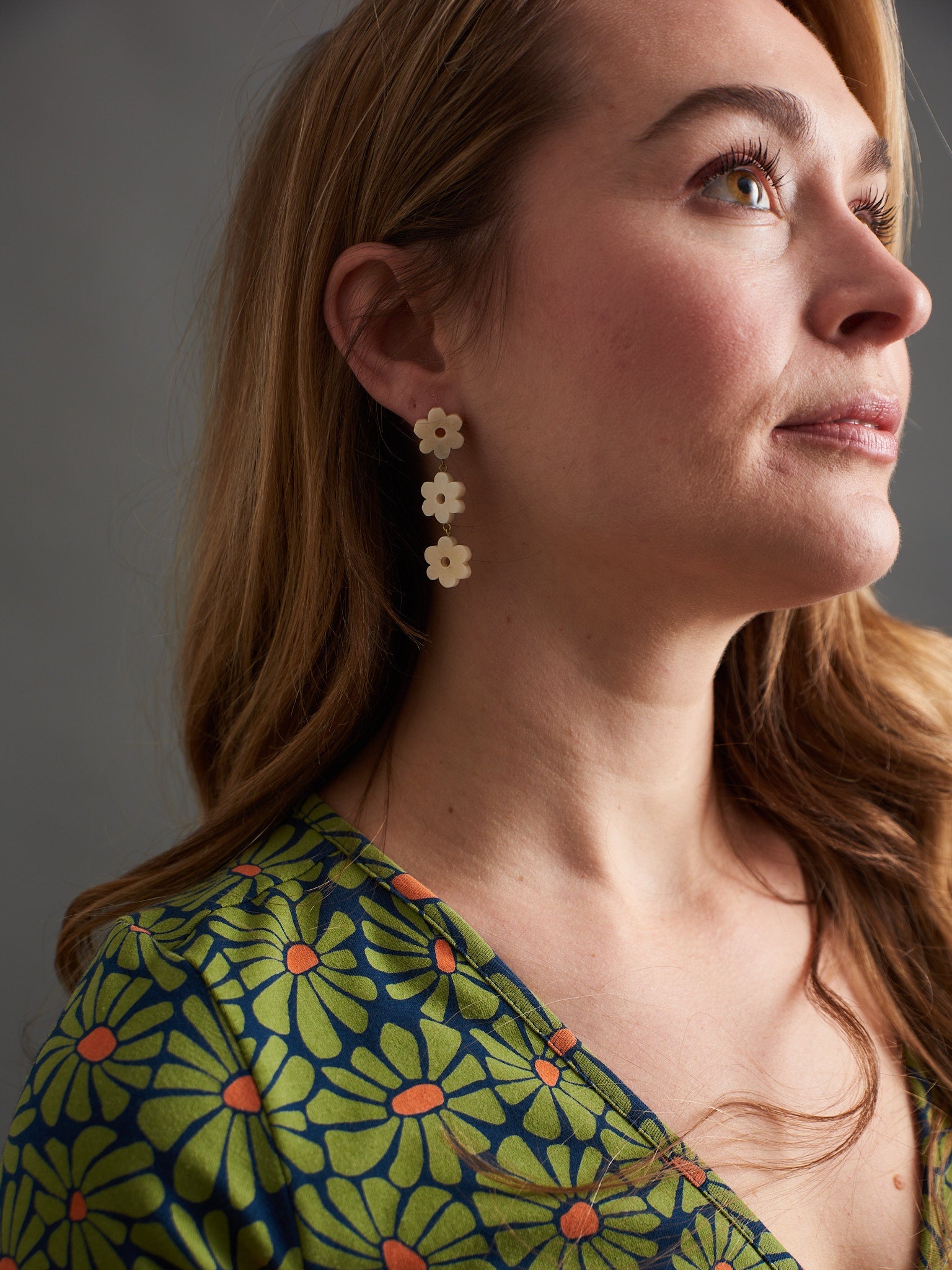 Daisy Drop Earrings - White