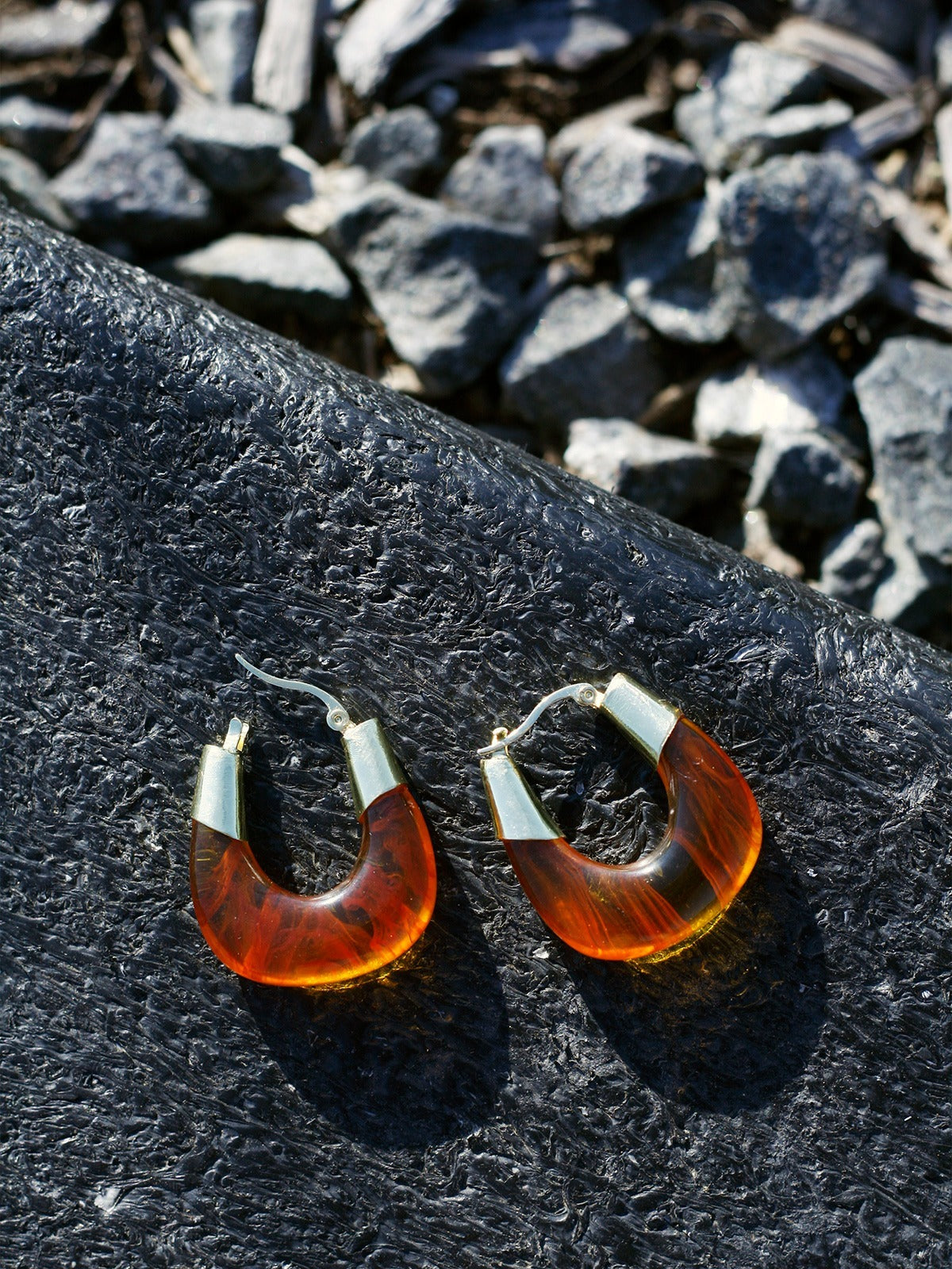 Celine Capped Earrings Amber