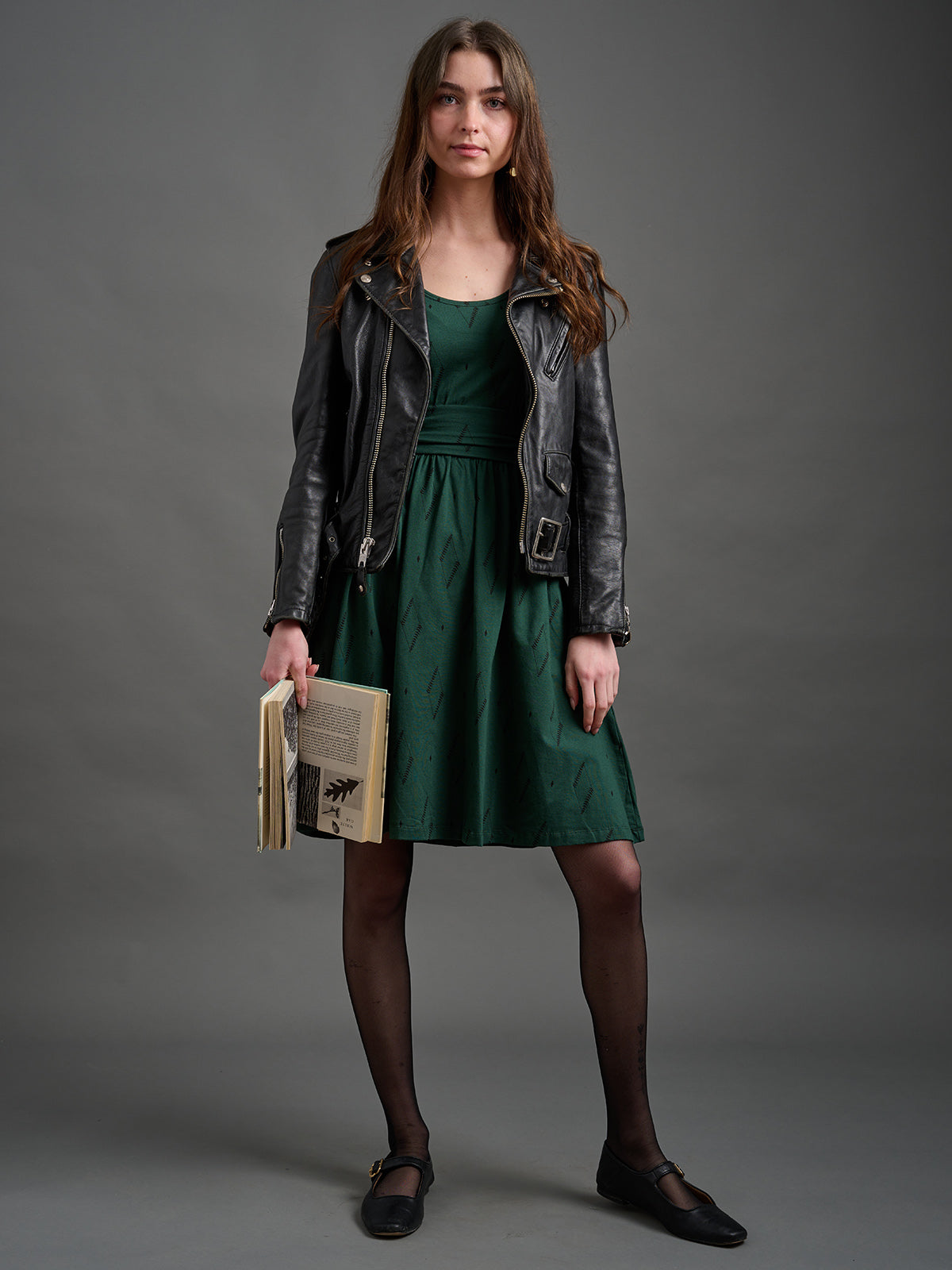 Novela Dress - Diamond Vine Dark Sage