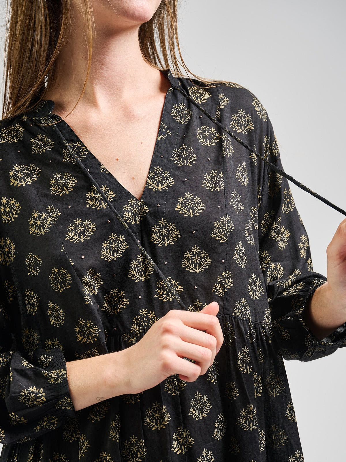 Sohla Mini Dress - Floral Stamp Black