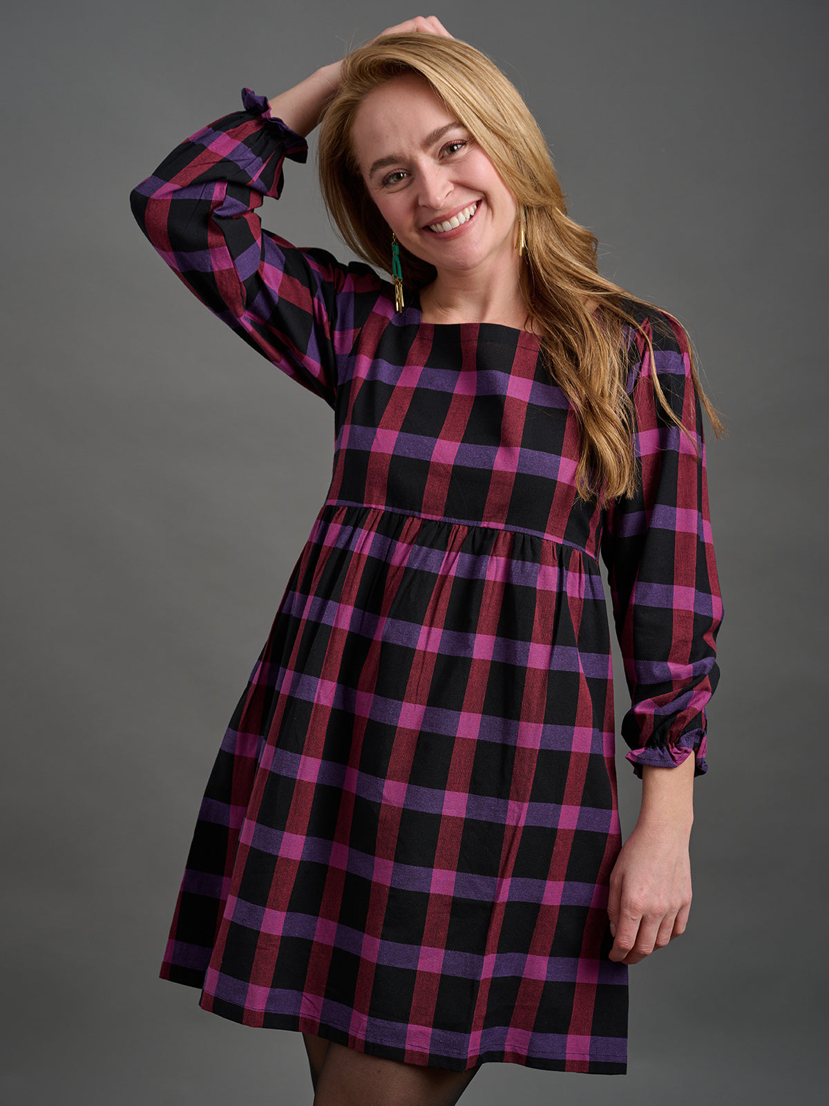 Nico Mini Dress - Ultra Violet Plaid