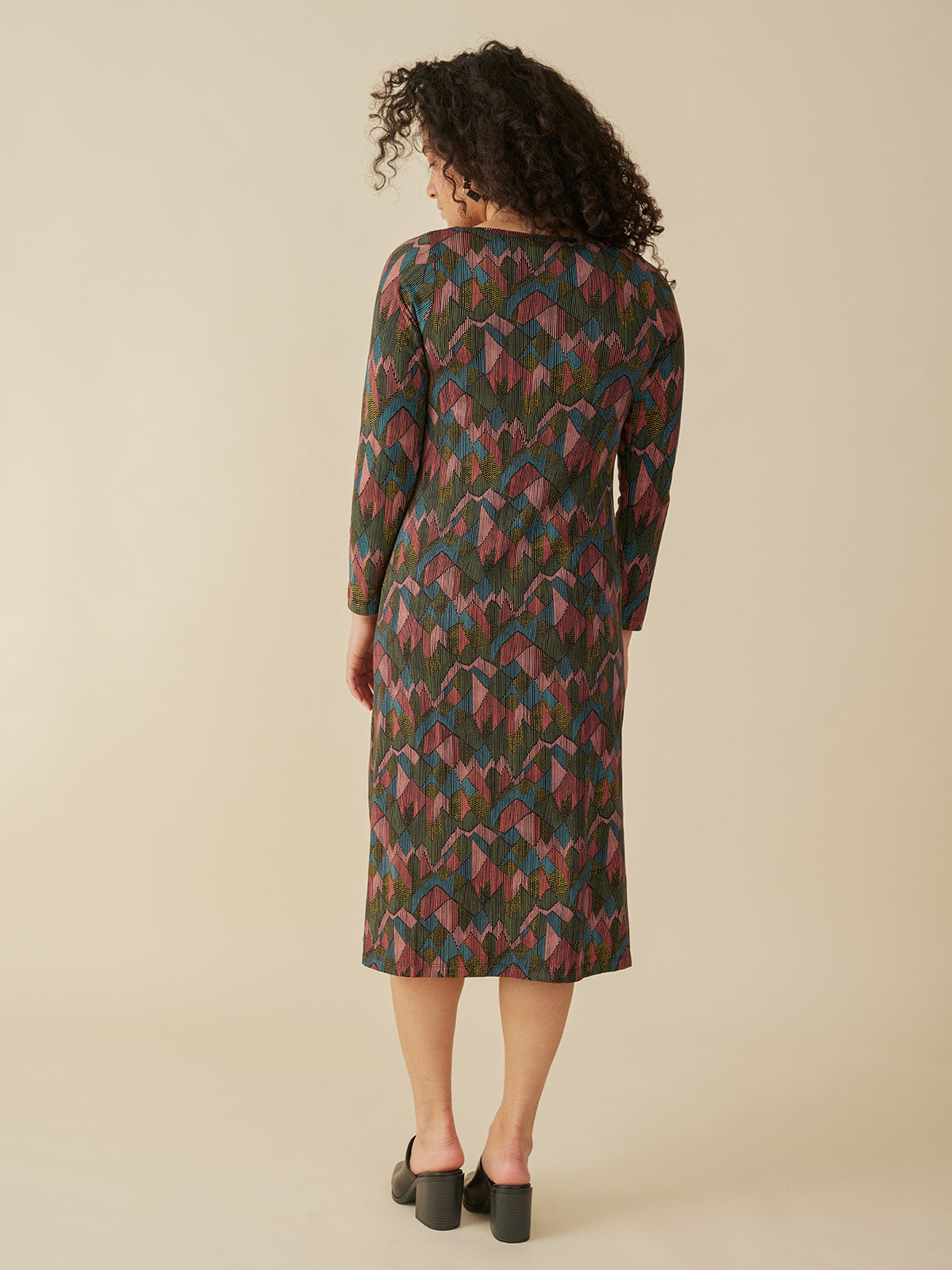 Nova Long Sleeve T-Shirt Midi Dress - Geo Jewels
