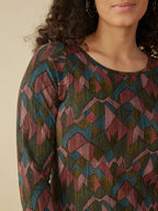 Nova Long Sleeve T-Shirt Midi Dress - Geo Jewels