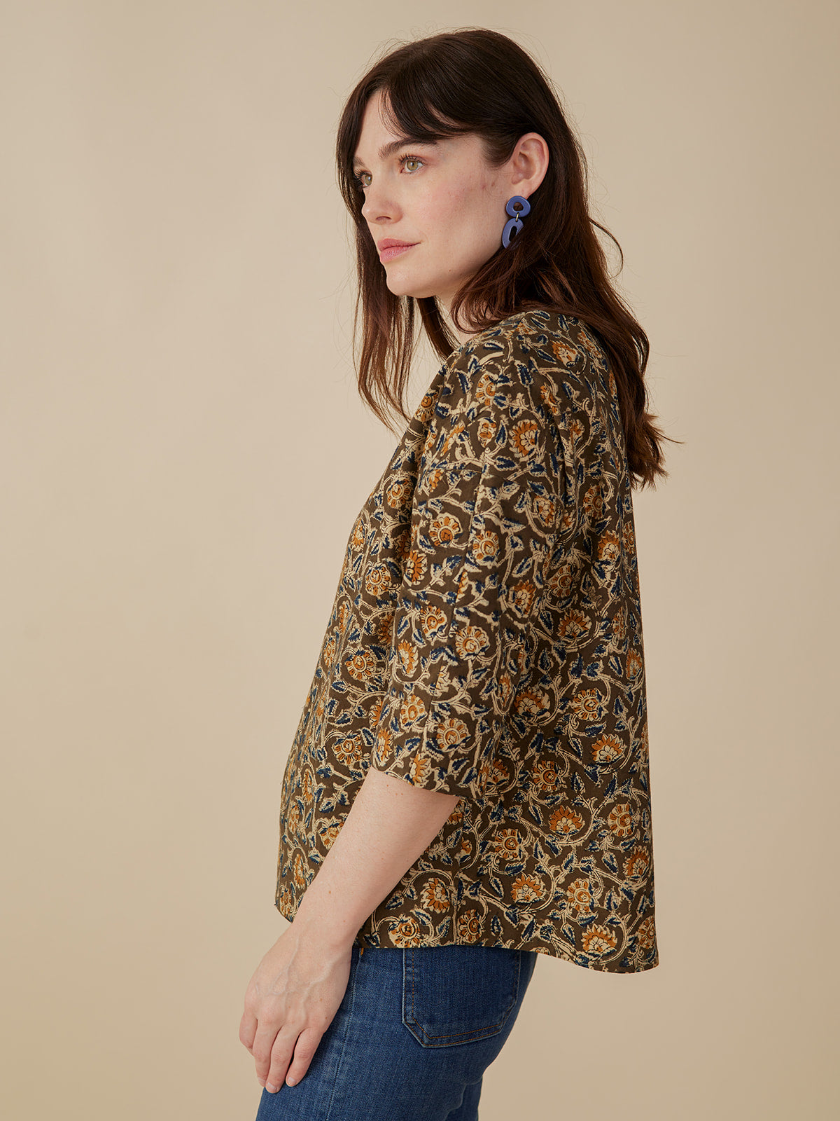 Ruth Top - Olive Kalamkari