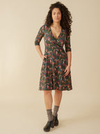 Callie 3/4 Sleeve Wrap Dress - Geo Jewels