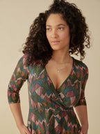 Callie 3/4 Sleeve Wrap Dress - Geo Jewels