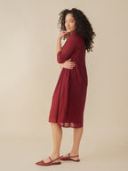 Alma Pintucked Dress - Crimson