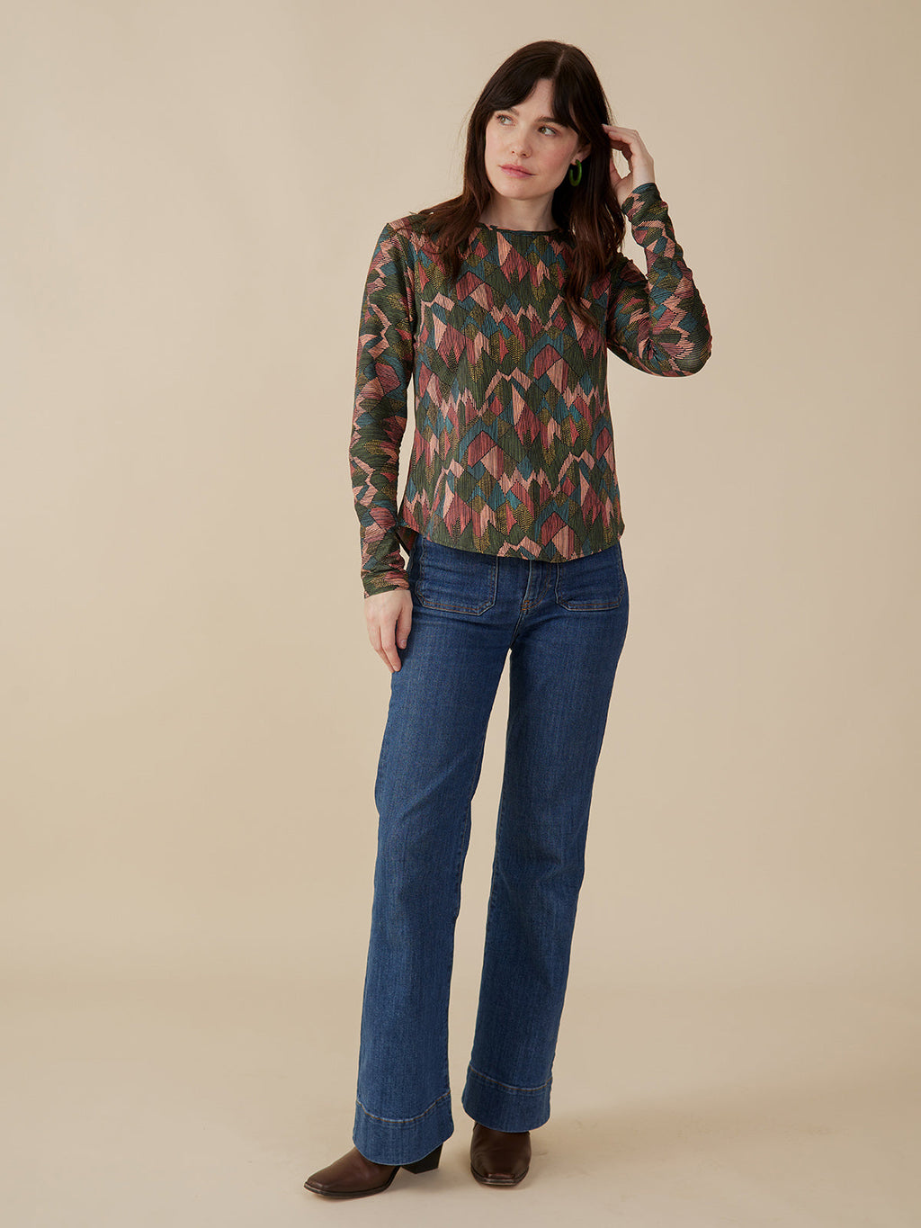 Camille Long Sleeve Tee - Geo Jewels