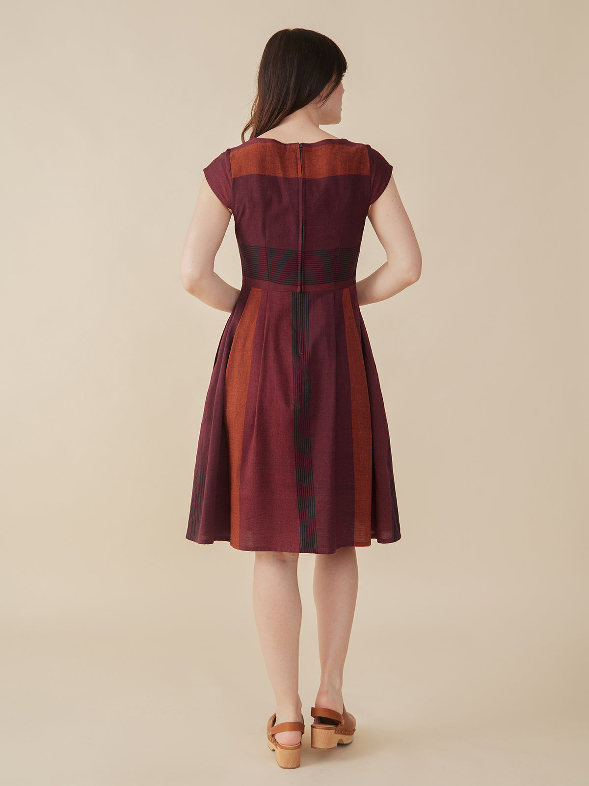 Devonshire Dress - Burgundy Stripe