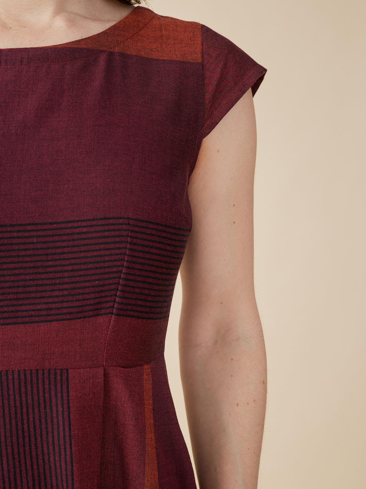 Devonshire Dress - Burgundy Stripe