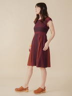 Devonshire Dress - Burgundy Stripe
