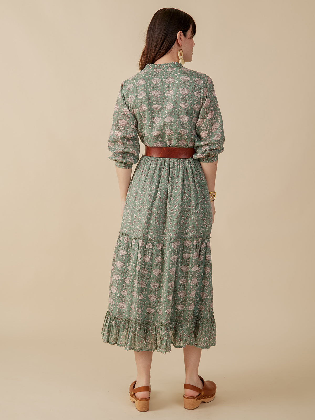 Britta Long Sleeve Tiered Dress - Aegean Teal Mix