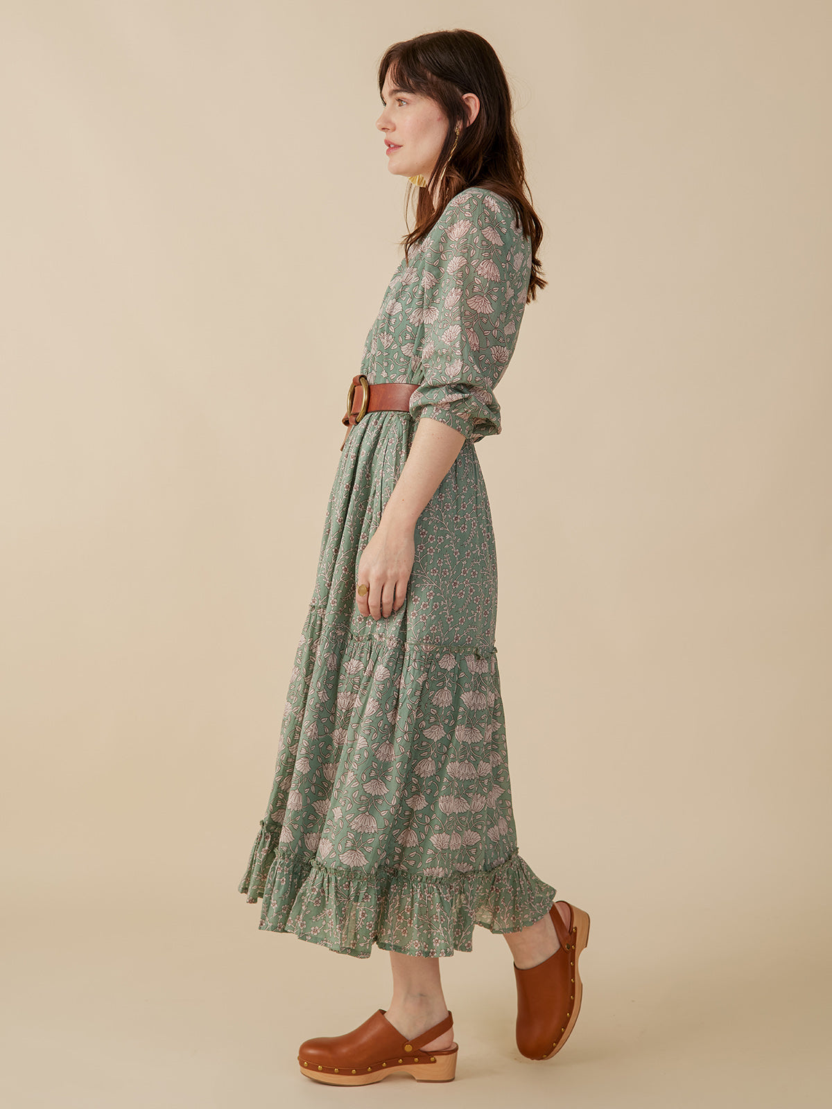 Britta Long Sleeve Tiered Dress - Aegean Teal Mix