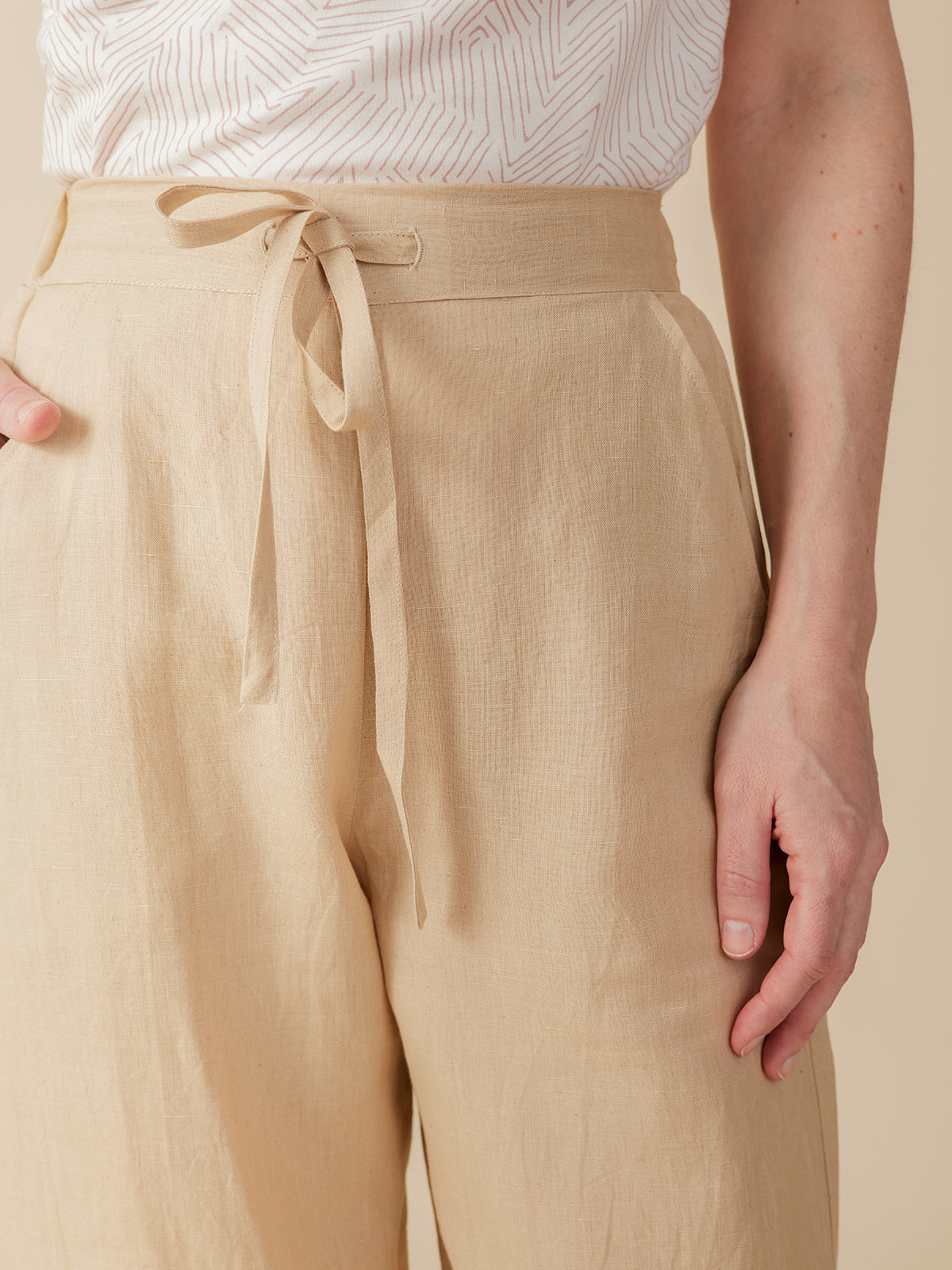 Emmy Drawstring Pant - Birch Linen