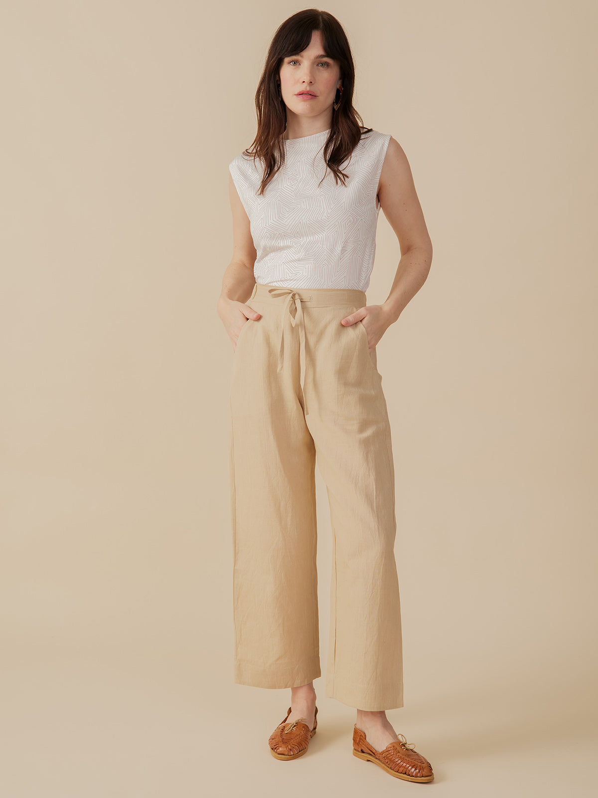 Emmy Drawstring Pant - Birch Linen