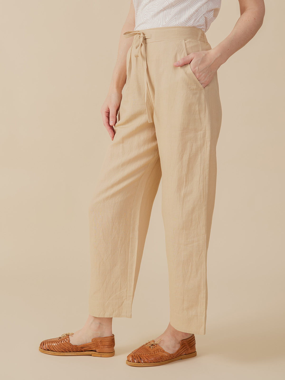 Emmy Drawstring Pant - Birch Linen
