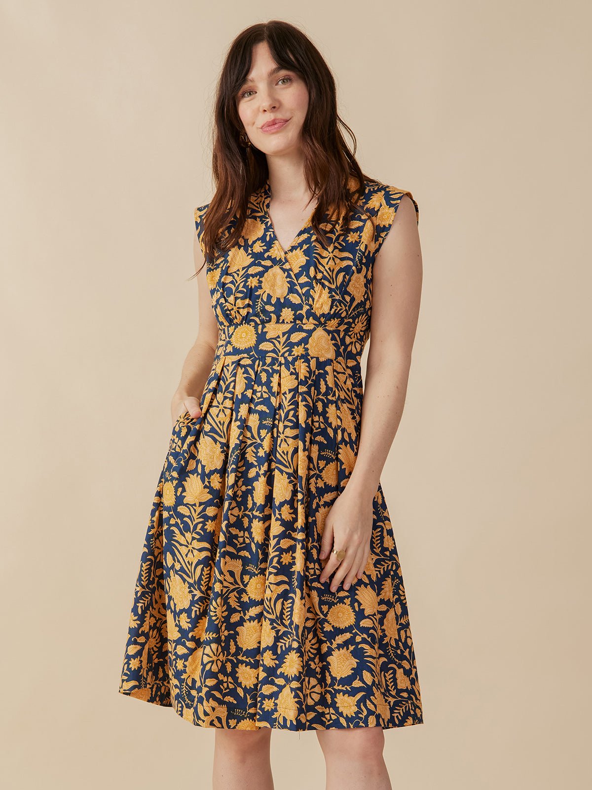 Lucille Dress - Navy Botanical