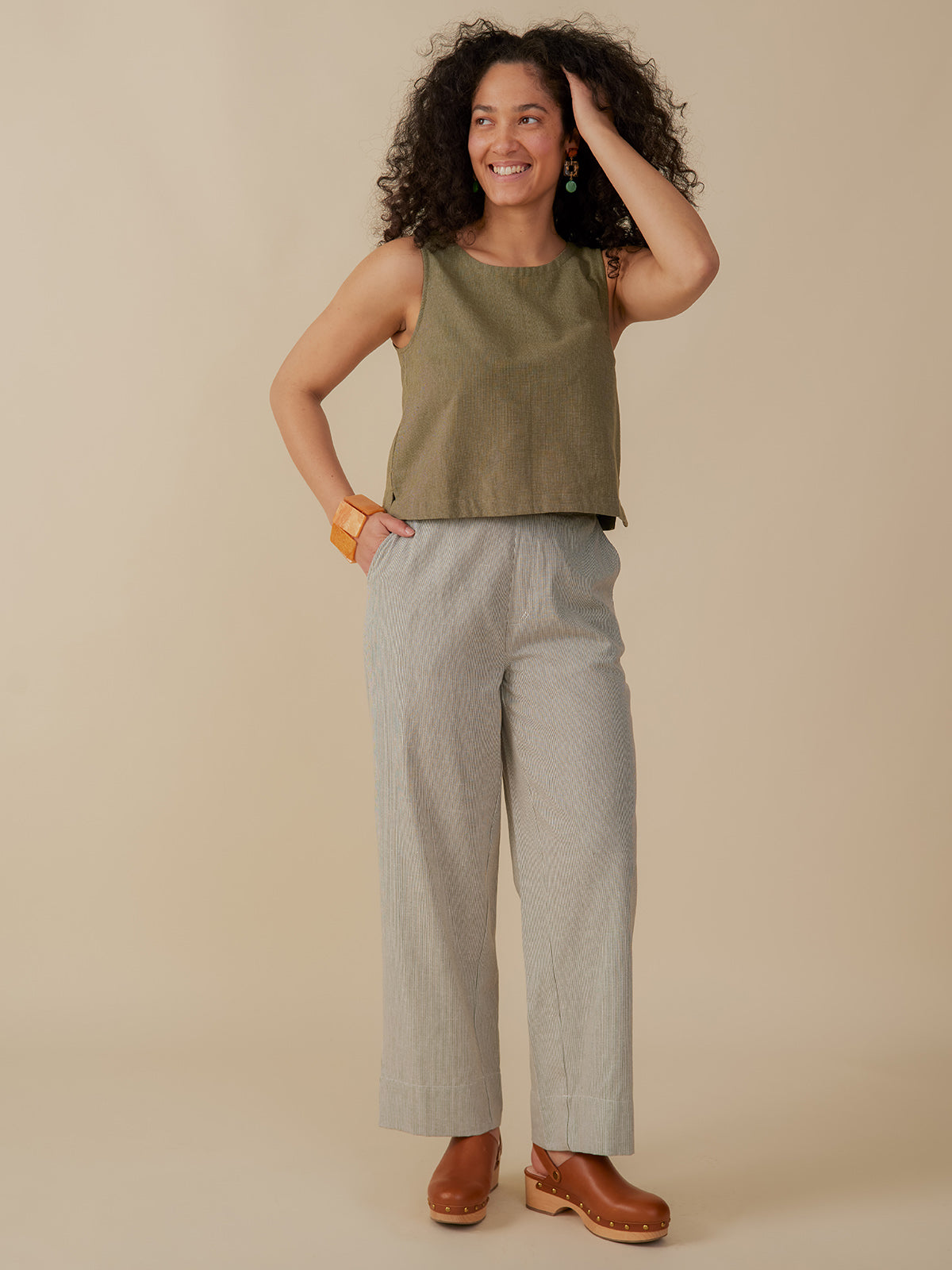 Neko Tank - Olive Chambray