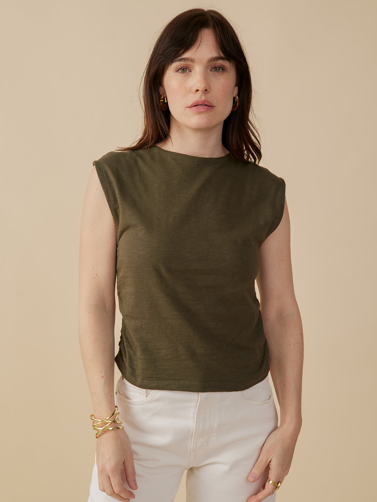 Ruched Top - Olive