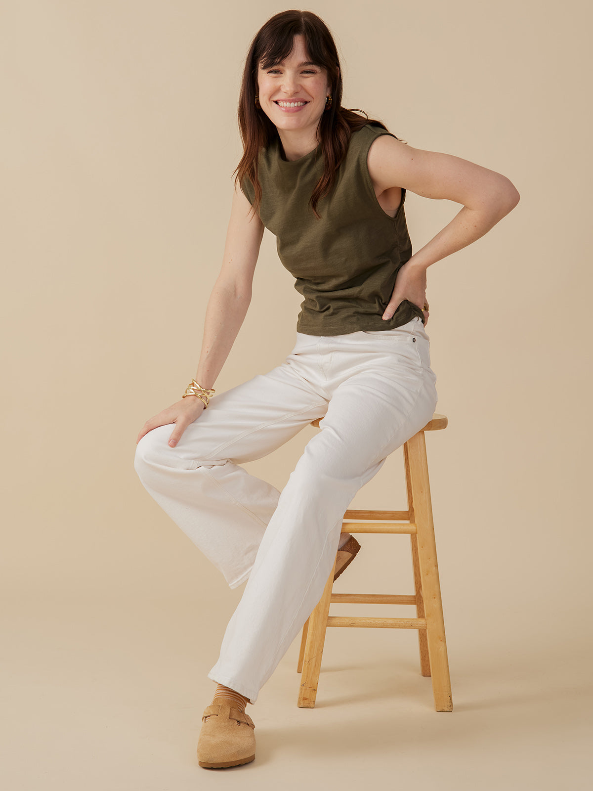 Ruched Top - Olive