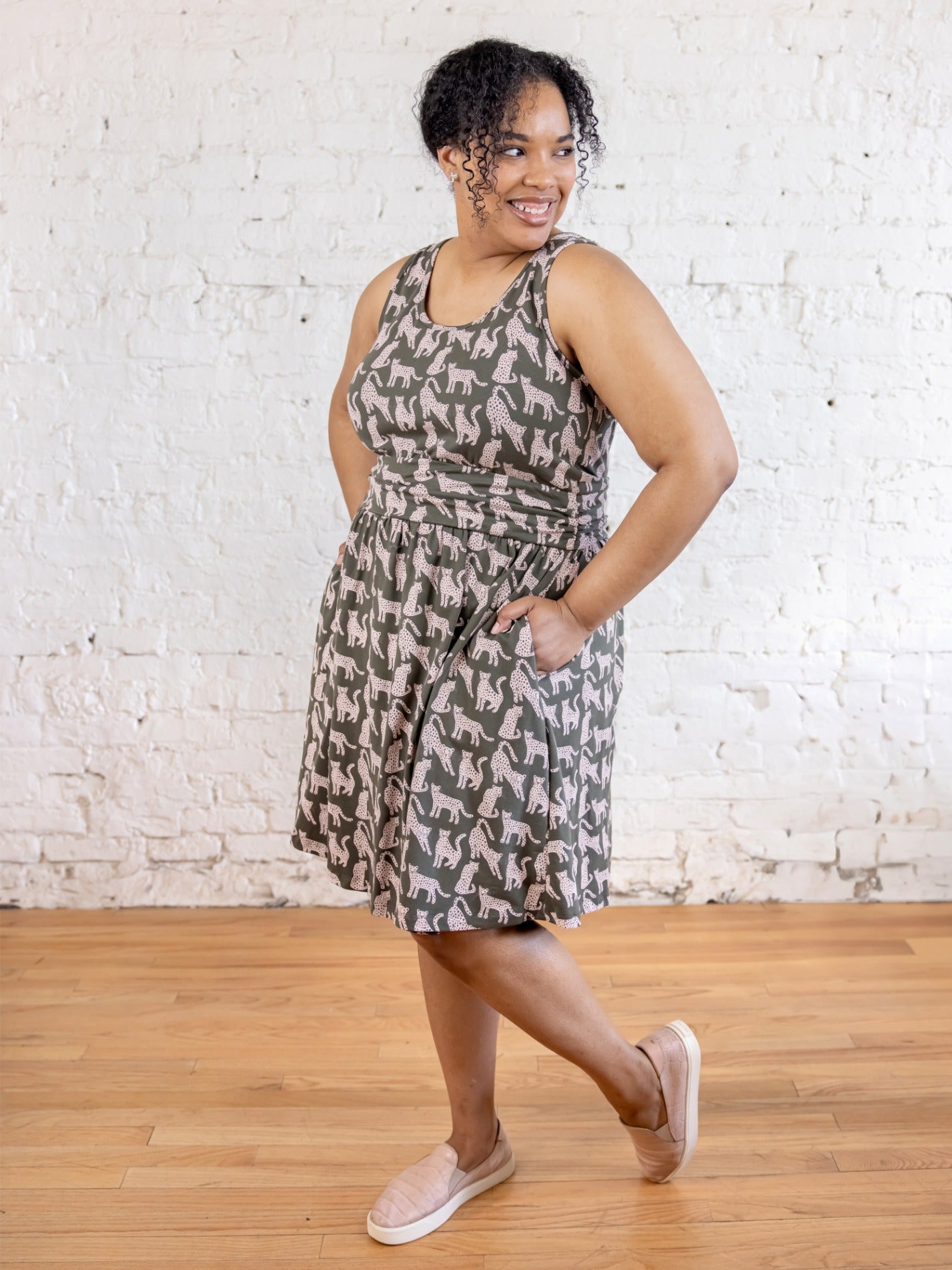 Asheville Plus Size Dress - Leopard Green