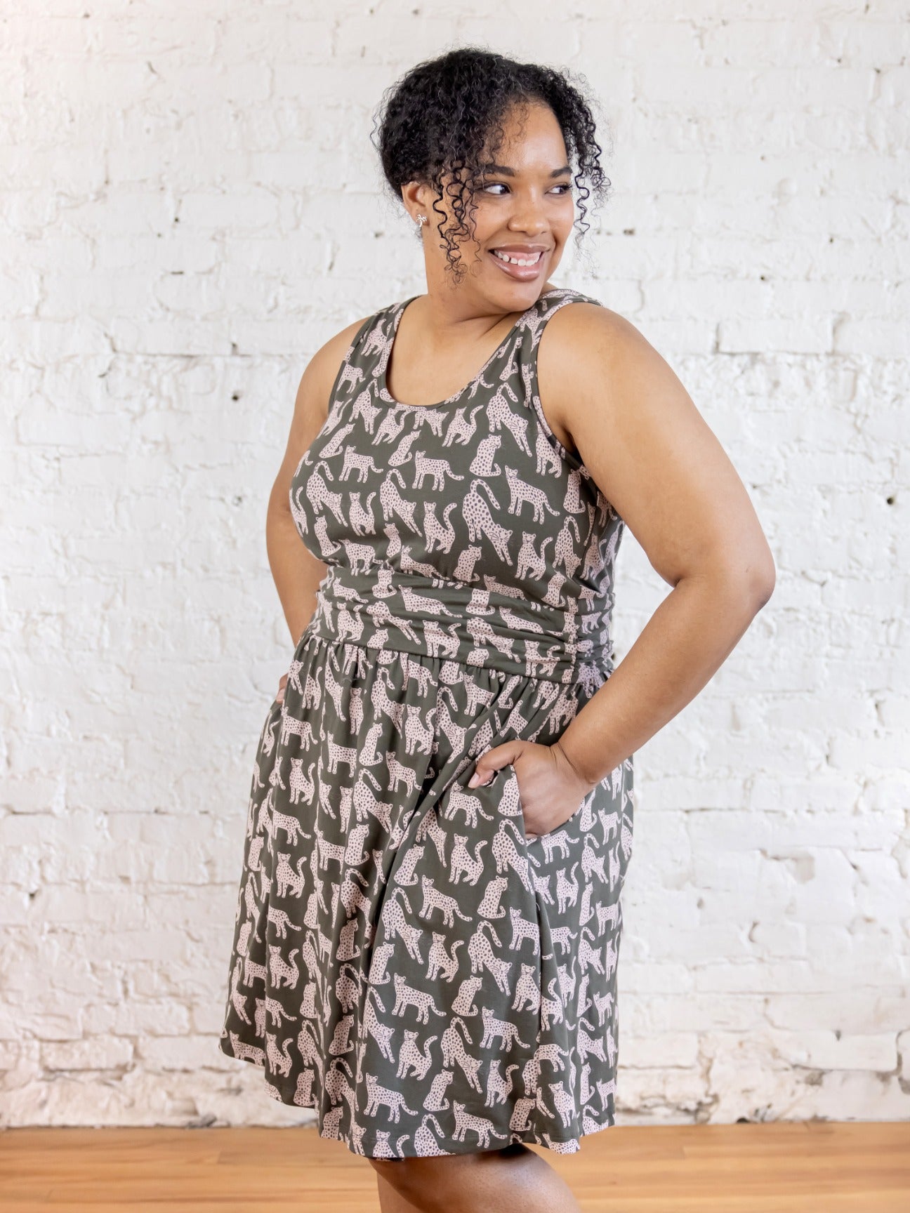 Asheville Plus Size Dress - Leopard Green