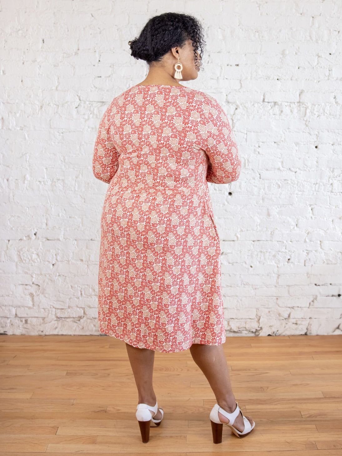 Callie 3/4 Sleeve Plus Size Wrap Dress - Matisse Vermillion